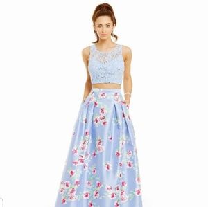 B.Darlin Floral Full Length Prom Dress